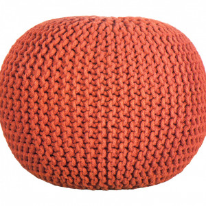 POUF CROCHET, bumbac, rosu, 50 x 35 cm