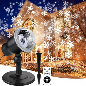 Proiector de lumini cu LED de ninsoare YMing, IP65, telecomanda, negru, plastic/aluminiu, 31,7 cm
