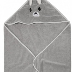 Prosop cu gluga pentru copii MINIMOTO, bumbac, gri, 80 x 80 cm