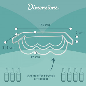 Raft pentru sticle de vin BEARTOP, metal, alb, 31,5 x 33 x 12 x 2 cm