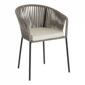 Scaun pentru gradina Yanet, otel, gri/negru, 56 x 51 x 79 cm