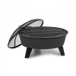Semineu de exterior Nolana, negru, 32 x 73 x 73 cm