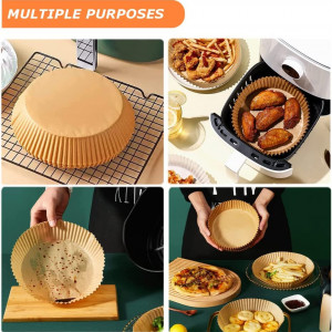 Set 50 bucati hartie de copt pentru friteuza MIUTME, hartie, bej, 16 cm