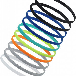 Set de 10 benzi elastice pentru par SHEPIN, multicolor, poliester/silicon, 41 - 67 cm
