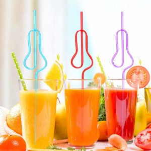 Set de 10 paie curbate pentru bauturi Qpout, plastic, multicolor, 27 cm