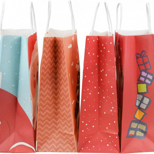 Set de 10 pungi pentru cadouri de Craciun RIOGOO, hartie, multicolor, 33 x 25 x 12 cm