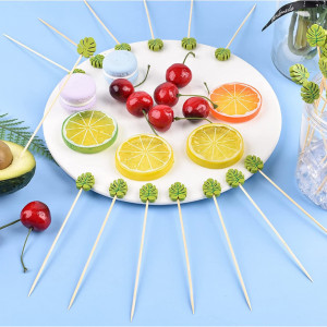 Set de 100 betisoare pentru Cocktail Cuayaes, bambus, verde/natur, 13 cm