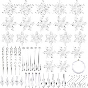 Set de 100 decoratiuni pentru bradul de Craciun TUPARKA, transparent, acrilic
