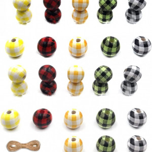 Set de 100 margele OUKEYI, lemn, multicolor, 16 mm