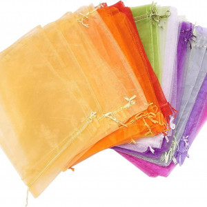 Set de 100 saculeti Moligh doll, organza, multicolor, 20 x 30 cm
