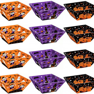 Set de 12 cutii pentru popcorn de halloween WinWild, hartie, multicolor, 10,1 x 9,9 x 18,5 cm