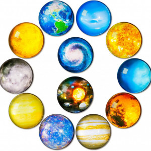 Set de 12 magneti de frigider Simpletome, sticla/metal, 3D, multicolor, 4 x 1.4 cm
