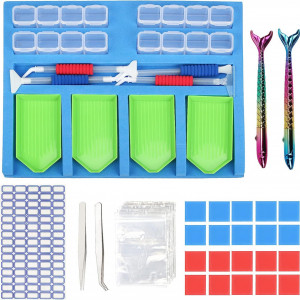 Set de 132 accesorii pentru pictura cu diamante Lopotin, plastic, multicolor