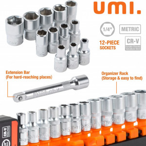 Set de 14 chei Umi, metal, argintiu/portocaliu