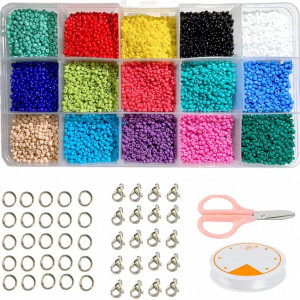 Set de 15000 margele/accesorii pentru fabricarea bratarilor/colierelor BAYGE, plastic/sticla/metal, multicolor