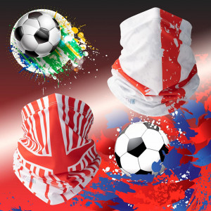 Set de 2 bandane HYSENM, poliester/spandex, alb/rosu