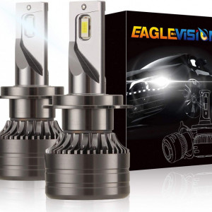 Set de 2 becuri pentru faza scurta Kairiyard, H7, LED, aliaj de aluminiu, negru