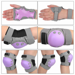Set de 2 genunchiere, 2 cotiere si 2 protectii pentru incheietura GIEMIT, PVC/EVA, violet/gri