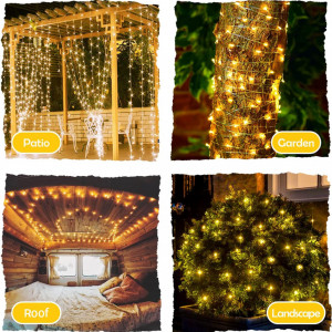Set de 2 instalatii cu 200 de LED-uri ITICdecor, plastic, alb cald, USB, 8 moduri iluminare, 20 m