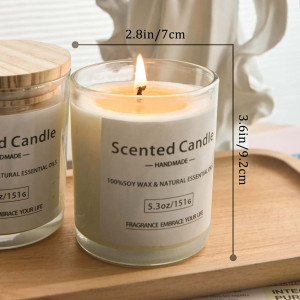 Set de 2 lumanari parfumate, ceara de soia/sticla, alb, trandafir/gardenia, 170 g, 40 ore, 7 x 9,2 cm