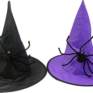Set de 2 palarii pentru Halloween Hooin, poliester, negru/violet, 40 x 38 cm