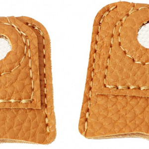 Set de 2 protectii de deget pentru cusut Helweet, piele, maro, 4,2 x 3,3 cm / 3,1 x 3,8 cm