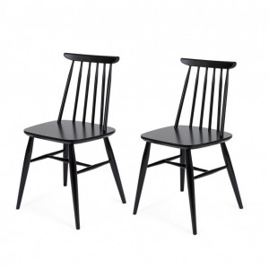 Set de 2 scaune Ascella, lemn masiv, negru, 81 x 42,5 x 45 cm