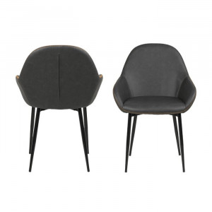 Set de 2 scaune Marnie, metal/spuma, gri, 85 x 60 x 57,5 cm