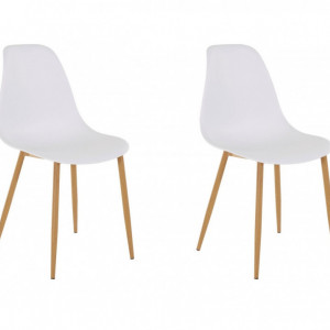 Set de 2 scaune Miller, plastic/metal, alb/maro, 44 x 52 x 87 cm