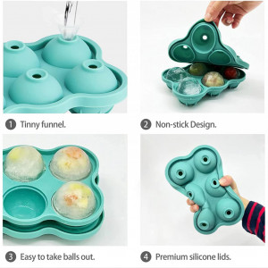 Set de 2 tavi pentru cuburi de gheata sferice Theuwnee®, silicon, verde, 18,5 x 14 cm