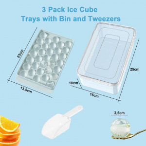 Set de 2 tavi si un recipient pentru gheata MOGADEE, plastic, transparent/albastru