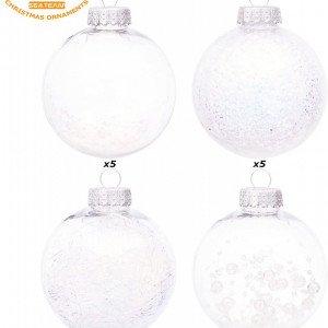 Set de 20 de globuri de Craciun Sea Team, plastic, transparent, 8 cm