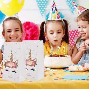 Set de 24 pungi pentru cadouri unicorn Ropniik, hartie, multicolor, 21 x 11,5 cm