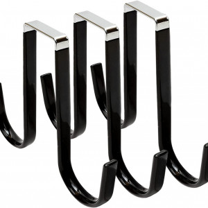 Set de 3 carlige pentru usi SDHFSGN, fier, negru, 15 x 13 cm