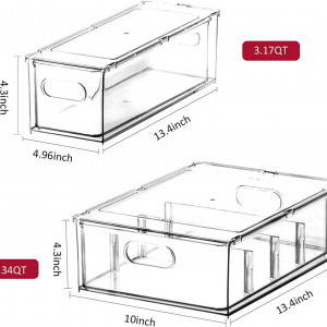 Set de 3 organizatoare pentru frigider Greentainer, plastic, transparent