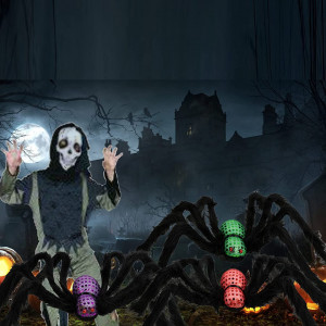 Set de 3 paianjeni pentru Halloween Vohoney, textil, multicolor, 75 cm