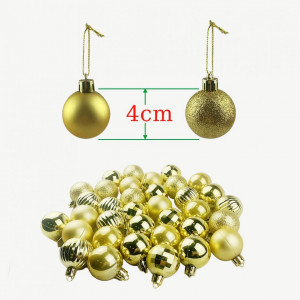 Set de 36 globuri de Craciun Jesdavan, plastic, galben, 4 cm