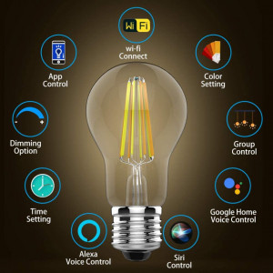 Set de 4 becuri inteligente E27 Arcwares, Wifi, LED, 2700K, 7,5 W