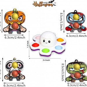 Set de 4 brelocuri si jucarie antistres Woplagyreat, plastic, multicolor, 8,5 x 6,3 cm