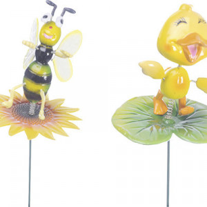 Set de 4 decoratiuni gradina Karll fluture/libelula/albina/broasca/pasare/furnica