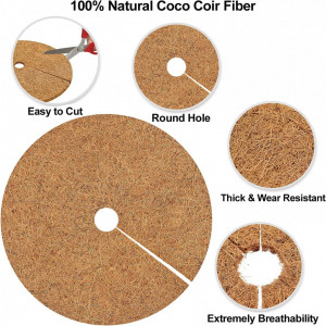 Set de 4 discuri de protectie pentru ghivecile de plante Hydrogarden, nuca de cocos, natur,60 cm