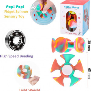 Set de 4 fidget spinner LLCHB, silicon, multicolor, 6,5 x 3 cm