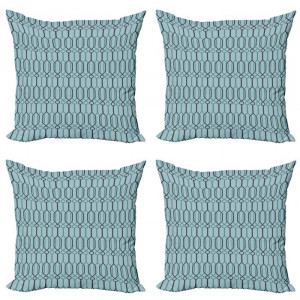 Set de 4 huse pentru perna Warden, albastre, 40,64 x 40,64x 1 cm