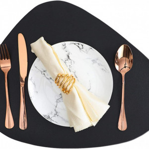 Set de 4 naproane SWECOMZE, piele PU, negru, 44 x 36 cm