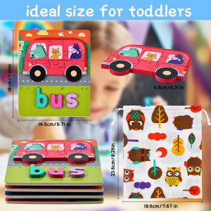 Set de 4 puzzle-uri pentru copii BBLIKE, 3D, lemn, multicolor, 14,5 x 18 cm