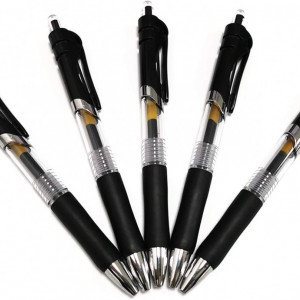 Set de 5 pixuri HEIGOO, negru, plastic, 15 cm