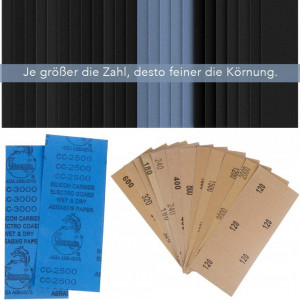 Set de 51 coli de smirghel Zacro, gri/negru, 22,85 x 9,15 cm