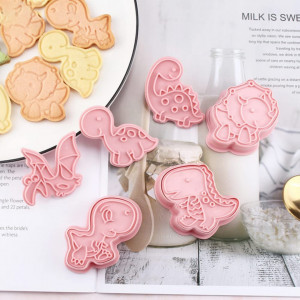 Set de 6 forme pentru prajituri , dinozauri, plastic, roz
