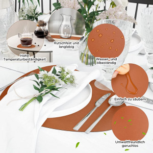 Set de 6 naproane si 6 coastere K KUMEED, piele artificiala, gri/brun, 31 x 40 cm / 13 cm