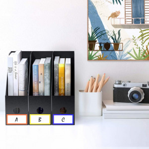 Set de 6 organizatoare pentru documente ABC, plastic, negru, 27 x 26 x 9 cm